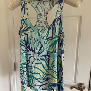 Lilly Pulitzer Blue and Green Leaf Print Top